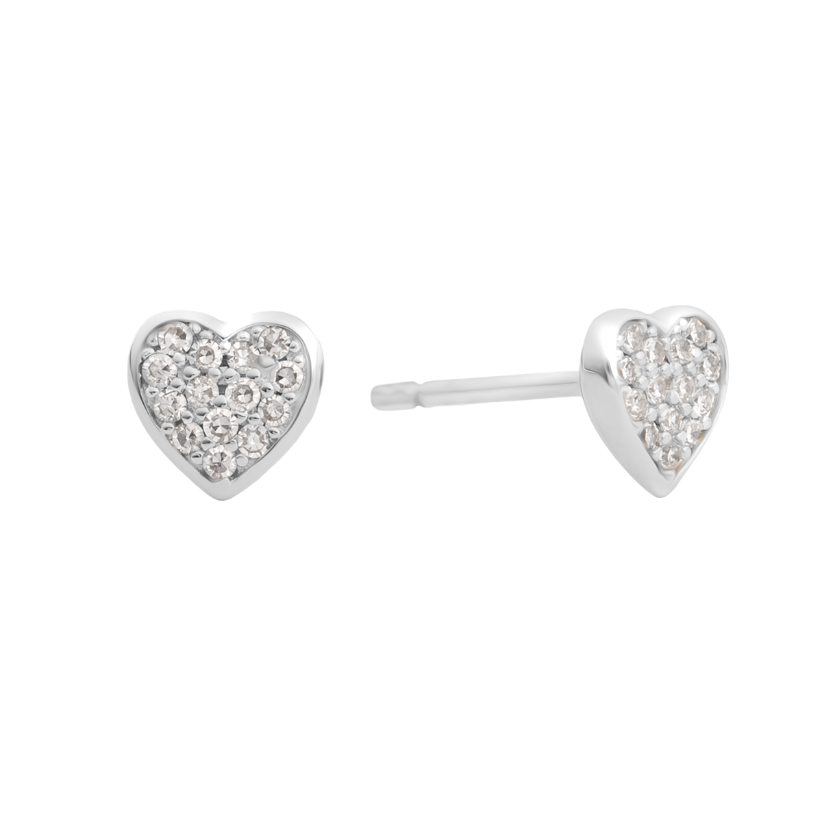 Little Star LUXE Childrens Silver Diamond Micro Pave Heart Stud Earrings Orion LSE0627