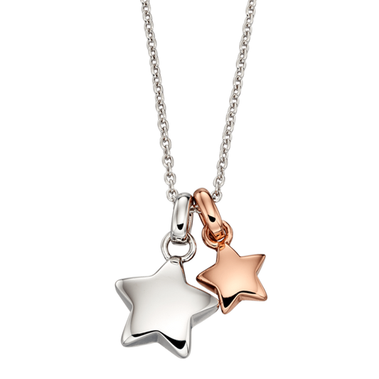 Little Star Sterling Silver and Rose Gold Plated Double Star Necklace LSN0120