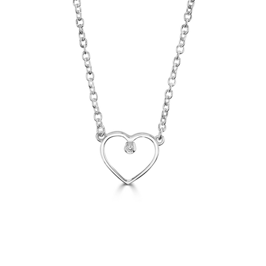 Little Star Sterling Silver Neena Diamond Heart Necklace LSN0369