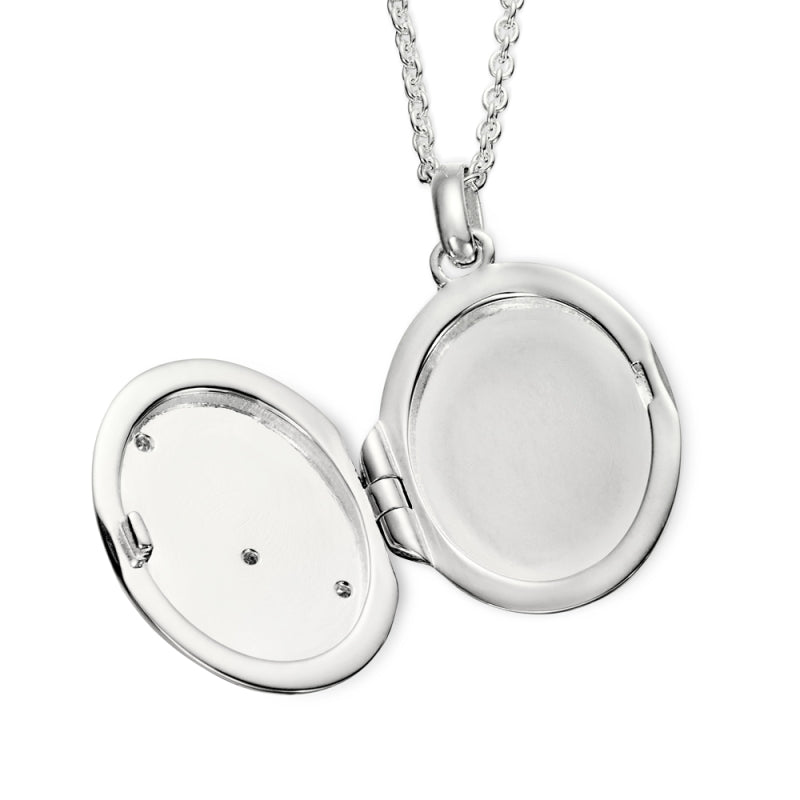 Little Stars Sterling Silver Taylor Oval Diamond Locket And Chain