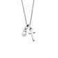 Little Star Maude Sterling Silver Cross and Freshwater Cultured Pearl Necklace