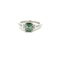 Platinum Laboratory Grown Green Rectangular Cut Diamond Ring with Laboratory Grown Diamond Shoulders Size M