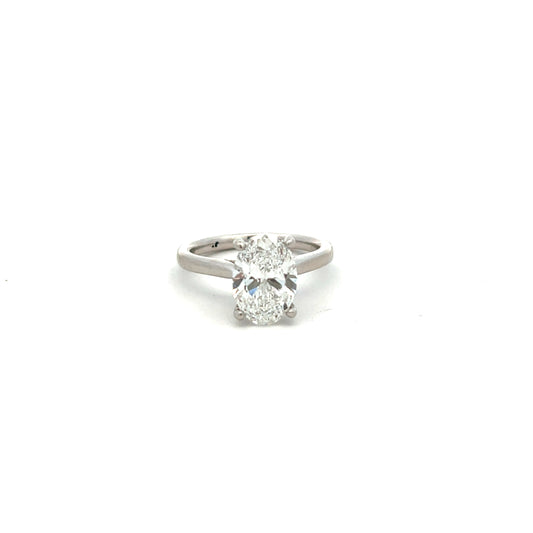 Platinum 2.51ct Laboratory Grown Oval Diamond Ring Size M