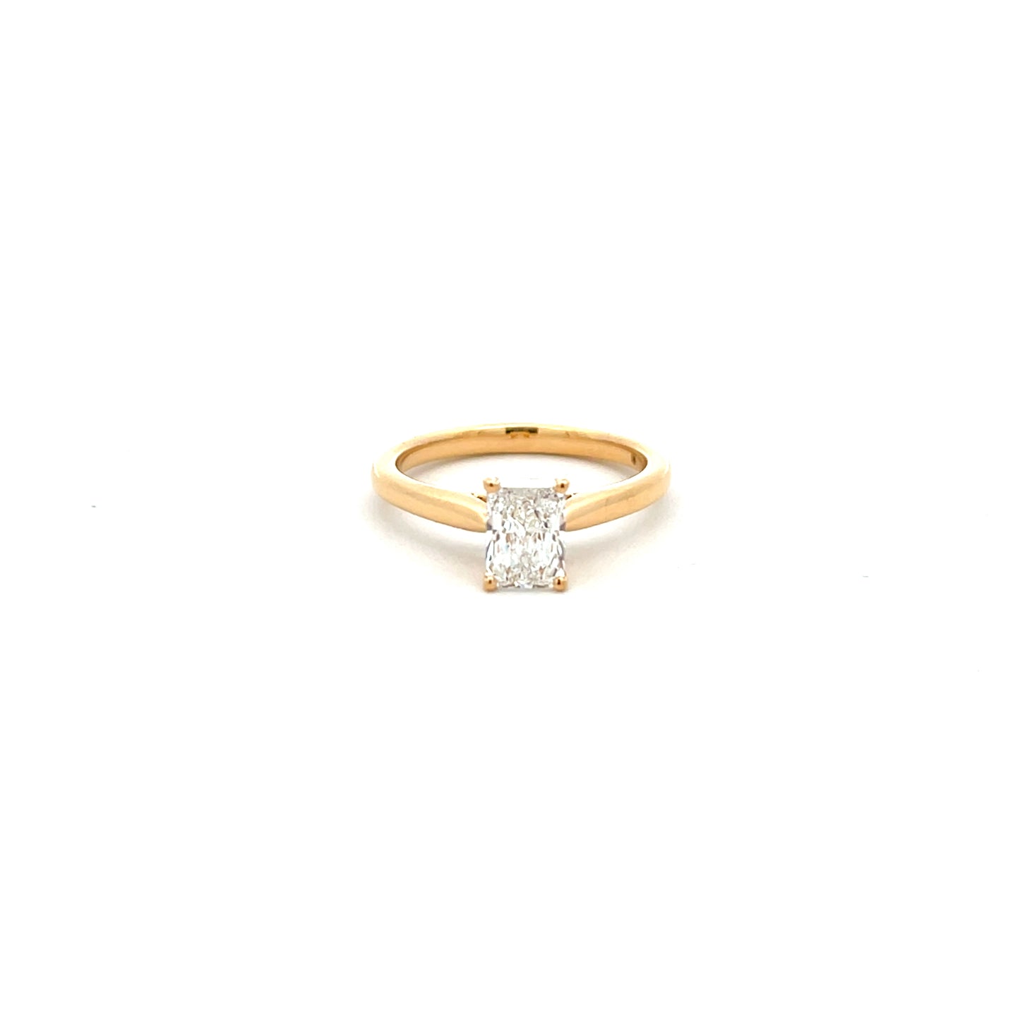 18ct Yellow Gold Laboratory Grown Diamond 1.06ct Radiant Cut Ring Size N