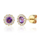 9ct Yellow Gold Amethyst and Diamond Stud Earrings February Birthstone