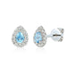 9ct White Gold Aquamarine and Diamond Pear Cut Stud Earrings Aquamarine Birthstone