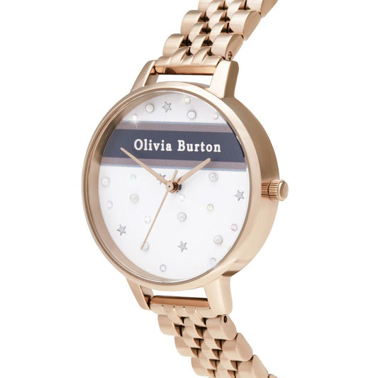 Olivia Burton Pink and Navy Stripe Bracelet Watch OB16VS06