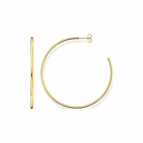 Thomas Sabo Yellow Gold Plated Thin Hoop Earrings CR647-413-39