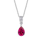 Diamonfire Red Teardrop Cubic Zirconia Sterling Silver Drop Necklace
