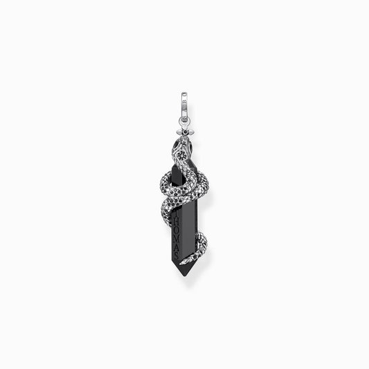 Thomas Sabo Onyx and Black Cubic Zirconia Snake Pendant PE944