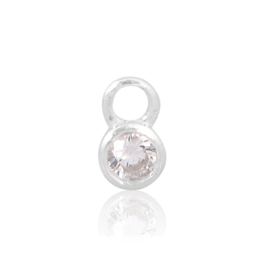 Permanent Silver Clear Cubic Zirconia April Birthstone Charm Pj-9252167