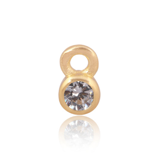 Permanent Yellow Gold Vermeil Silver Charm White Cubic Zirconia April Pj-Gv2167