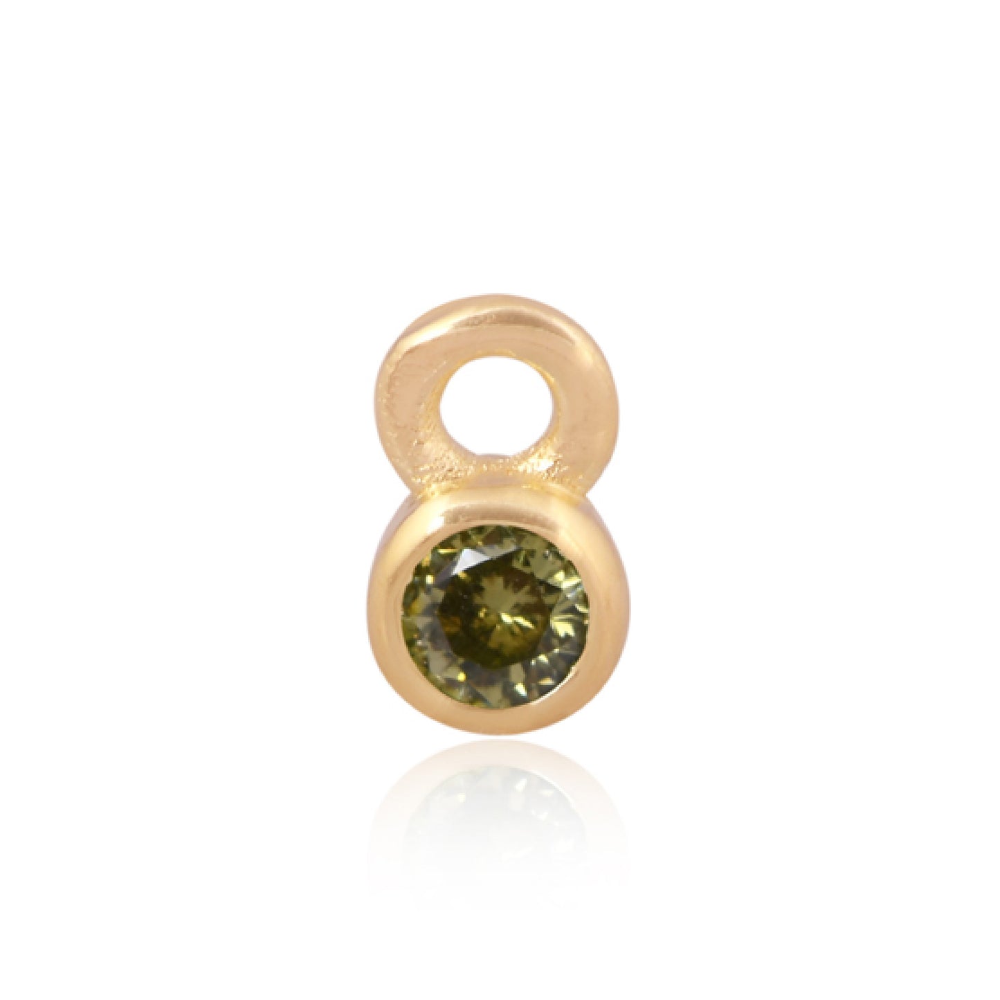 Permanent Yellow Gold Vermeil Silver Charm Lime Cubic Zirconia August Pj-Gv2171