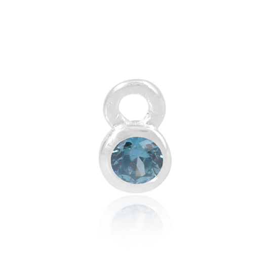 Permanent Silver Blue Cubic Zirconia December Birthstone Charm Pj-9252175