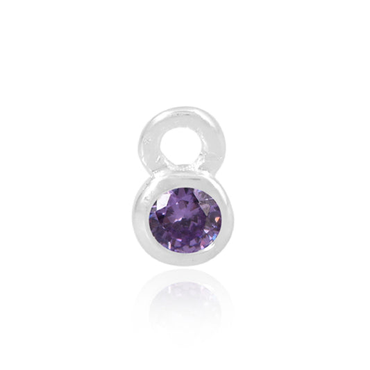 Sterling Silver Permanent Jewellery February Amethyst Birthstone Charm PJ-9252165