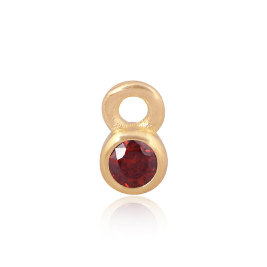 Permanent Yellow Gold Vermeil Silver Charm Red Cubic Zirconia January Pj-Gv2164