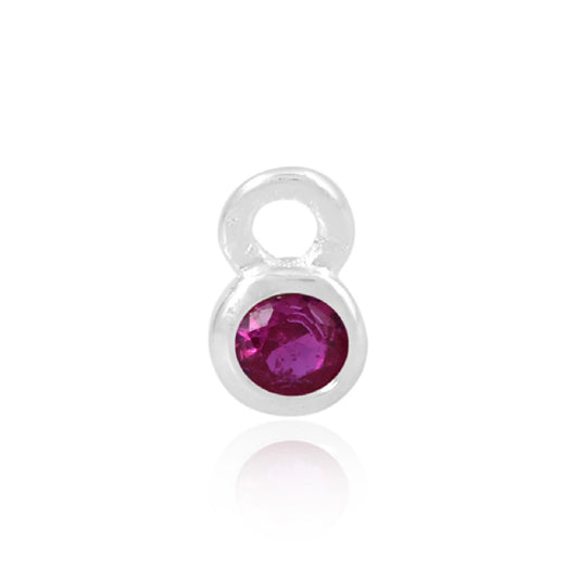 Permanent Silver Fuschia Cubic Zirconia July Birthstone Charm Pj-9252170