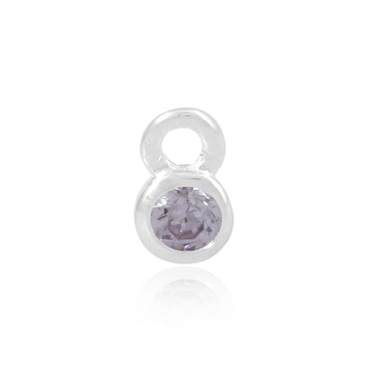 Permanent Silver Lilac Cubic Zirconia June Birthstone Charm Pj-9252169