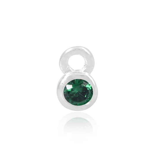 Permanent Silver Green Cubic Zirconia May Birthstone Charm Pj-9252168