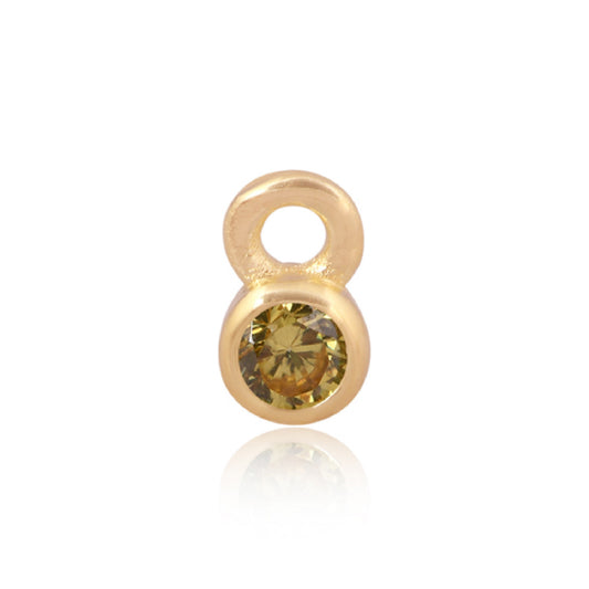 Permanent Yellow Gold Vermeil Charm Yellow Cubic Zirconia November Pj-Gv2174