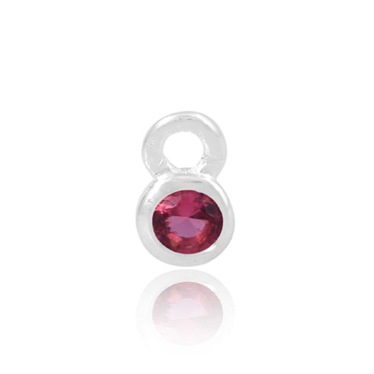 Permanent Silver Pink Cubic Zirconia October Birthstone Charm Pj-9252173