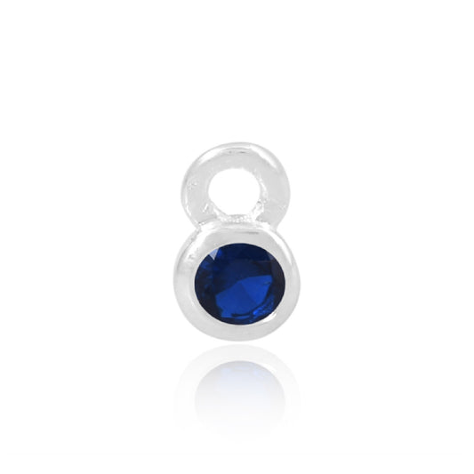 Permanent Silver Blue Cubic Zirconia September Birthstone Charm Pj-9252172