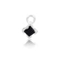 Permanent Sterling Silver Charm Square Black Cubic Zirconia Pj-9252112