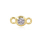 Permanent Yellow Gold Vermeil Round Bezel April White Cubic Zirconia Connector