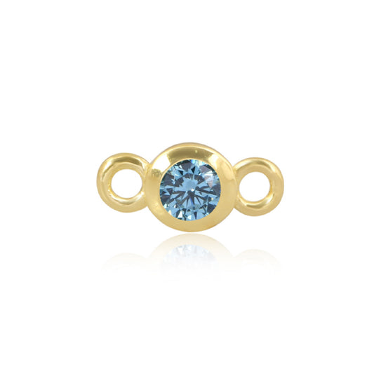 Permanent 14ct Gold Vermeil Round Blue December Cubic Zirconia Connector Pj-Gv2187