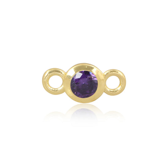 Permanent Yellow Gold Vermeil Connector Purple February PJ-GV2177