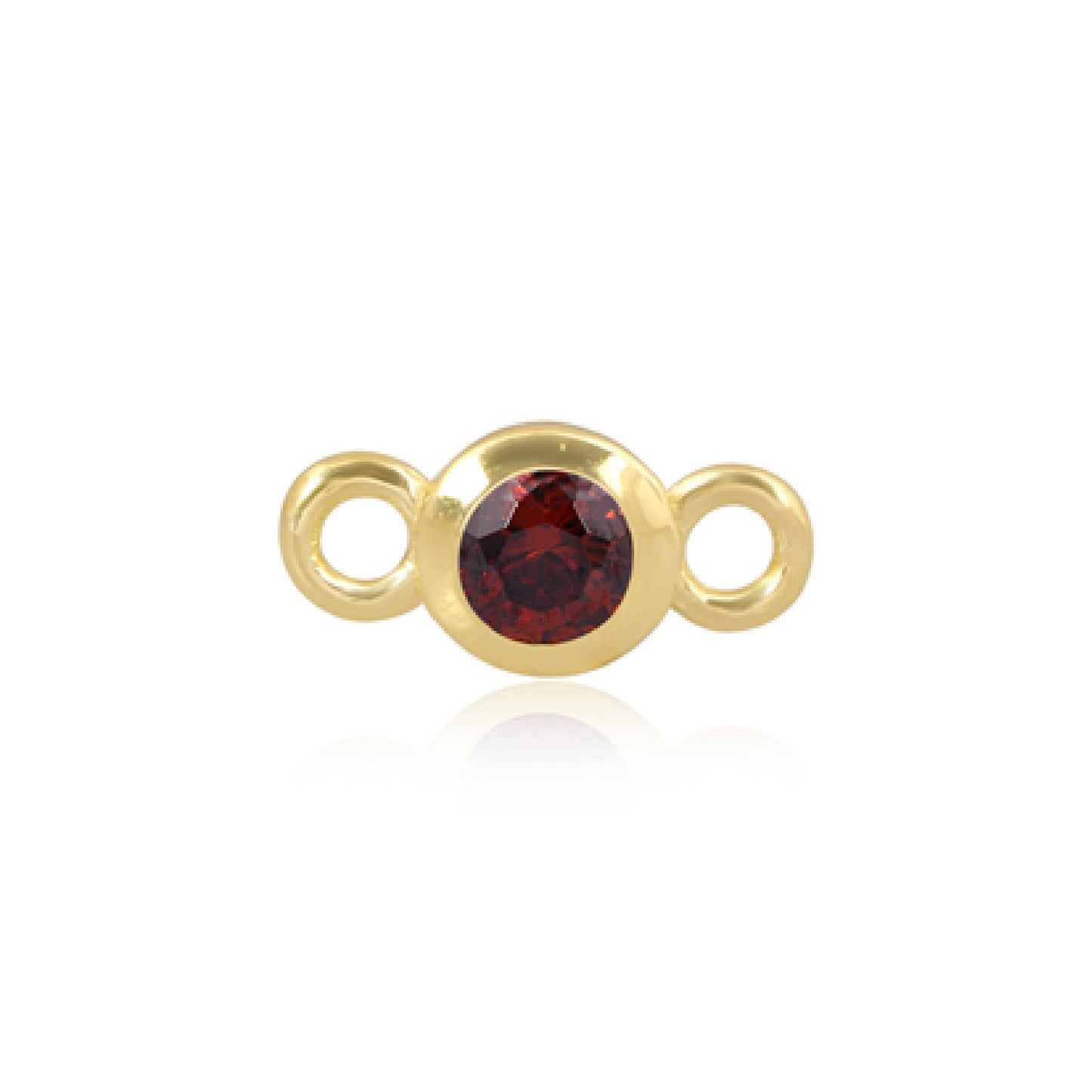 Permanent Yellow Gold Vermeil Connector Red January PJ-GV2176