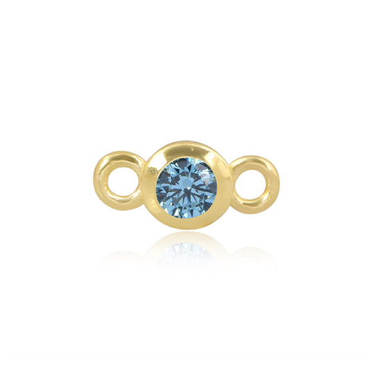 Permanent Yellow Gold Vermeil Connector Aqua Blue March PJ-GV2178