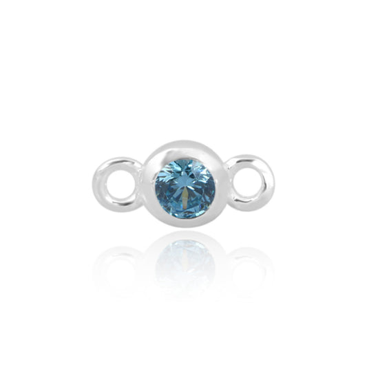 Permanent Silver Round Blue Cubic Zirconia December Connector Pj-9252187