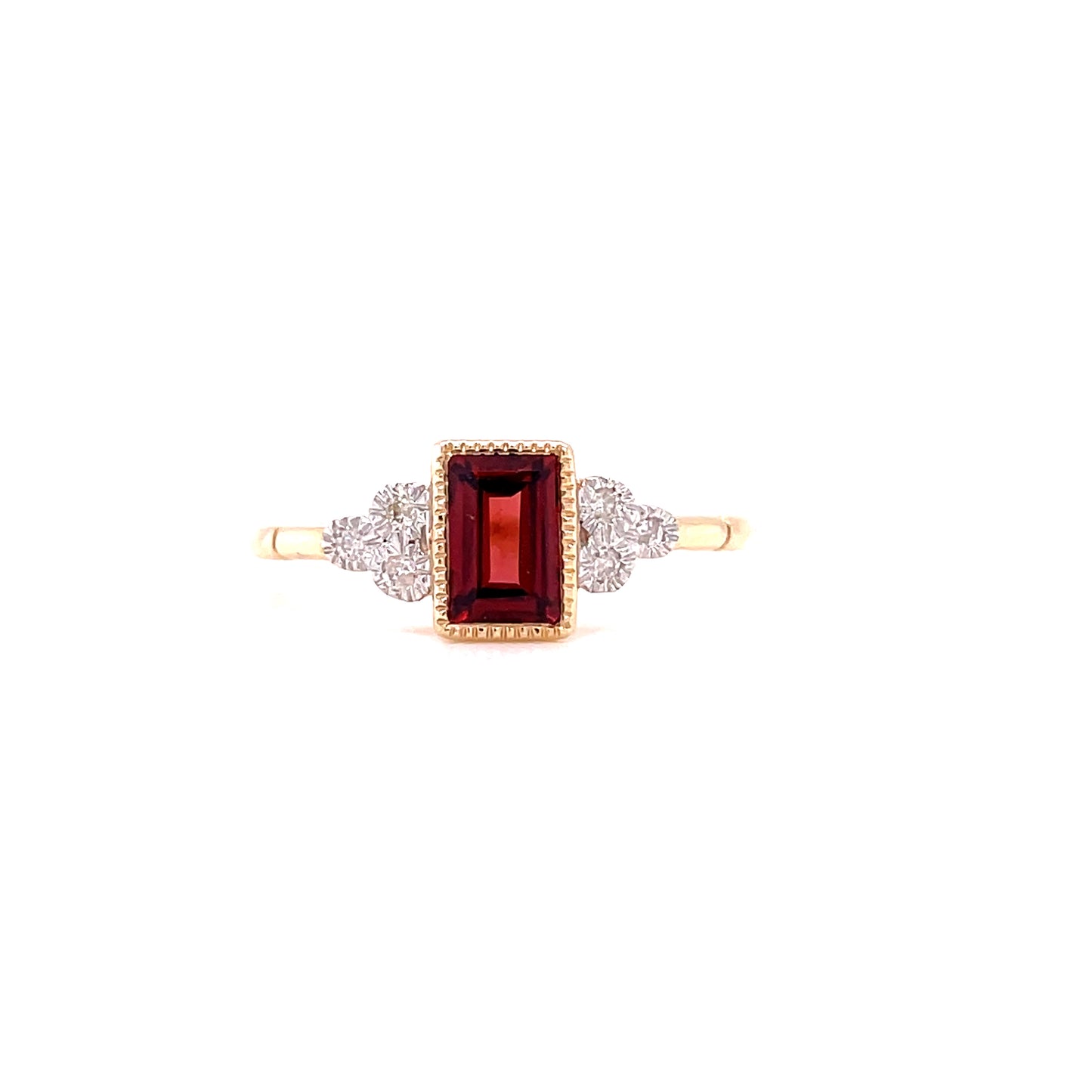 9ct Yellow Gold Garnet And Diamond Ring