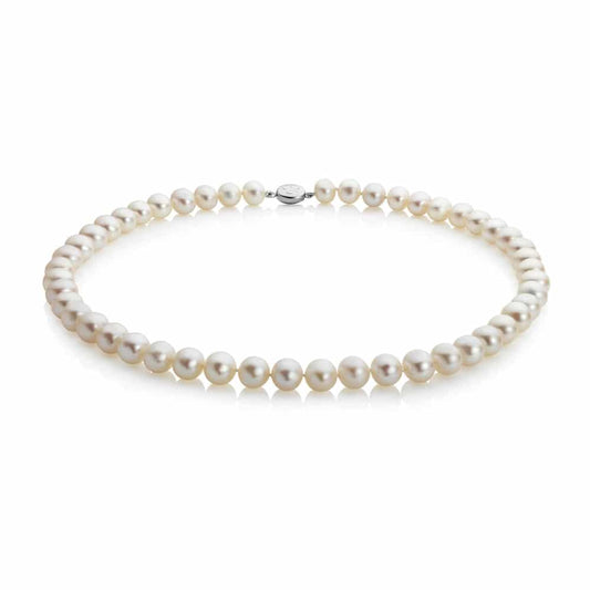 Jersey Pearl 7-7.5mm Freshwater Row of Pearls with Sterling Silver Magnetic Clasp 16"