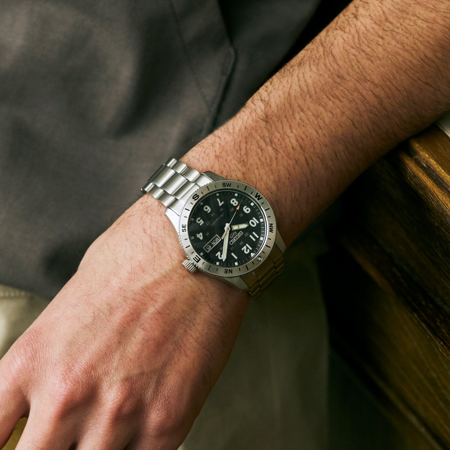 Seiko 5 Sports Automatic Field Watch In Camo Black HBD006K1