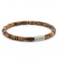 Steel & Barnett Tiger Eye Stone Barrel Beads Bracelet Small