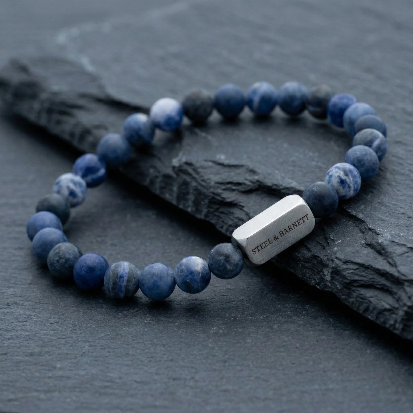 Steel & Barnett 6mm Round Matte Sodalite Gemstone Bead Bracelet Small