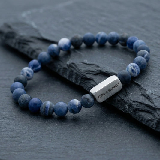 Steel & Barnett 6mm Round Matte Sodalite Gemstone Bead Bracelet Medium