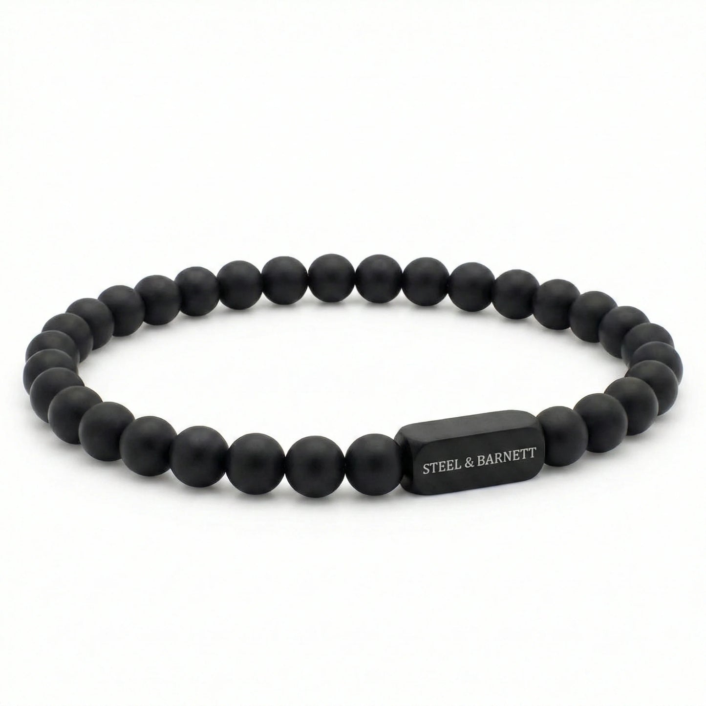 Steel & Barnett Black Edition 6mm Onyx Bead Stretch Bracelet Medium