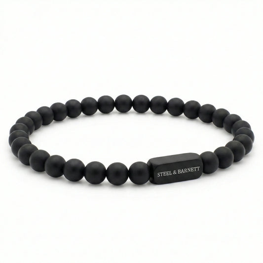 Steel & Barnett 6mm Round Black Edition Onyx Gemstone Bead Bracelet Small
