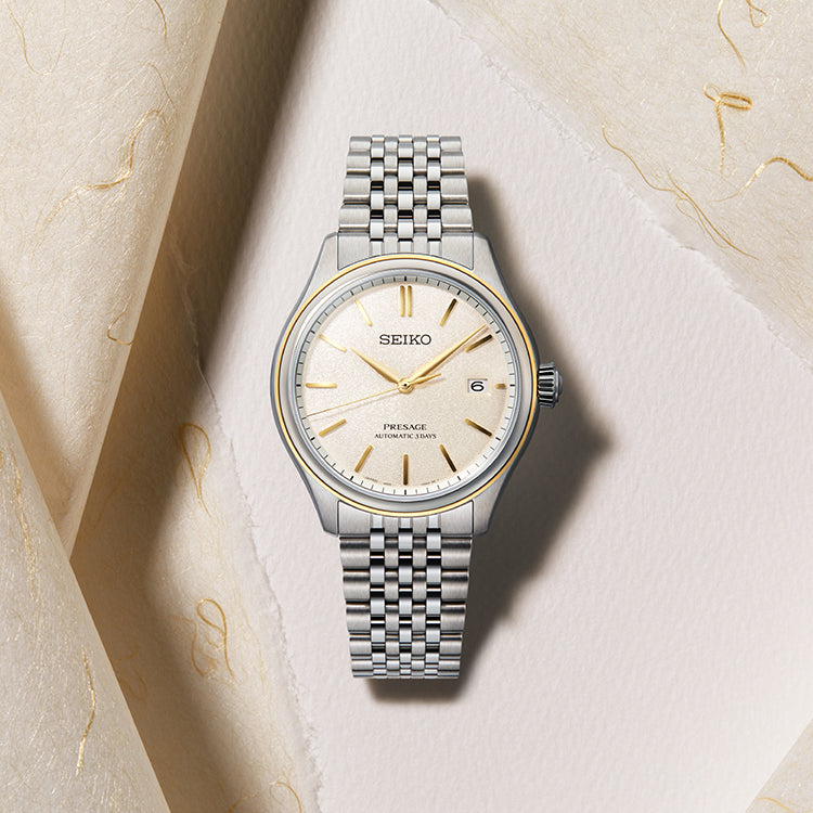Seiko Presage Classic Series Delicate Cream Silk Dial Bracelet Watch SPB478J1