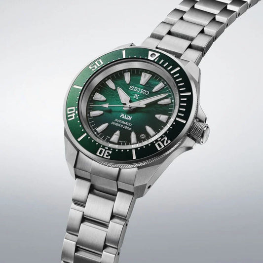 Seiko Prospex PADI 60th Anniversary 4R Compact Mechanical Diver’s Watch in Underwater Green SRPL53K1