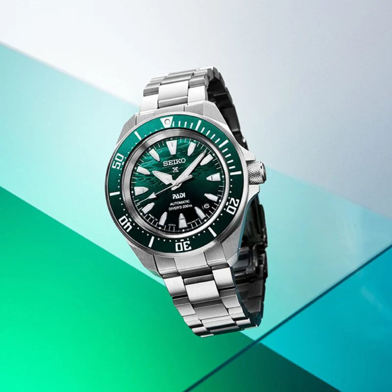 Seiko Prospex PADI 60th Anniversary 4R Compact Mechanical Diver’s Watch in Underwater Green SRPL53K1