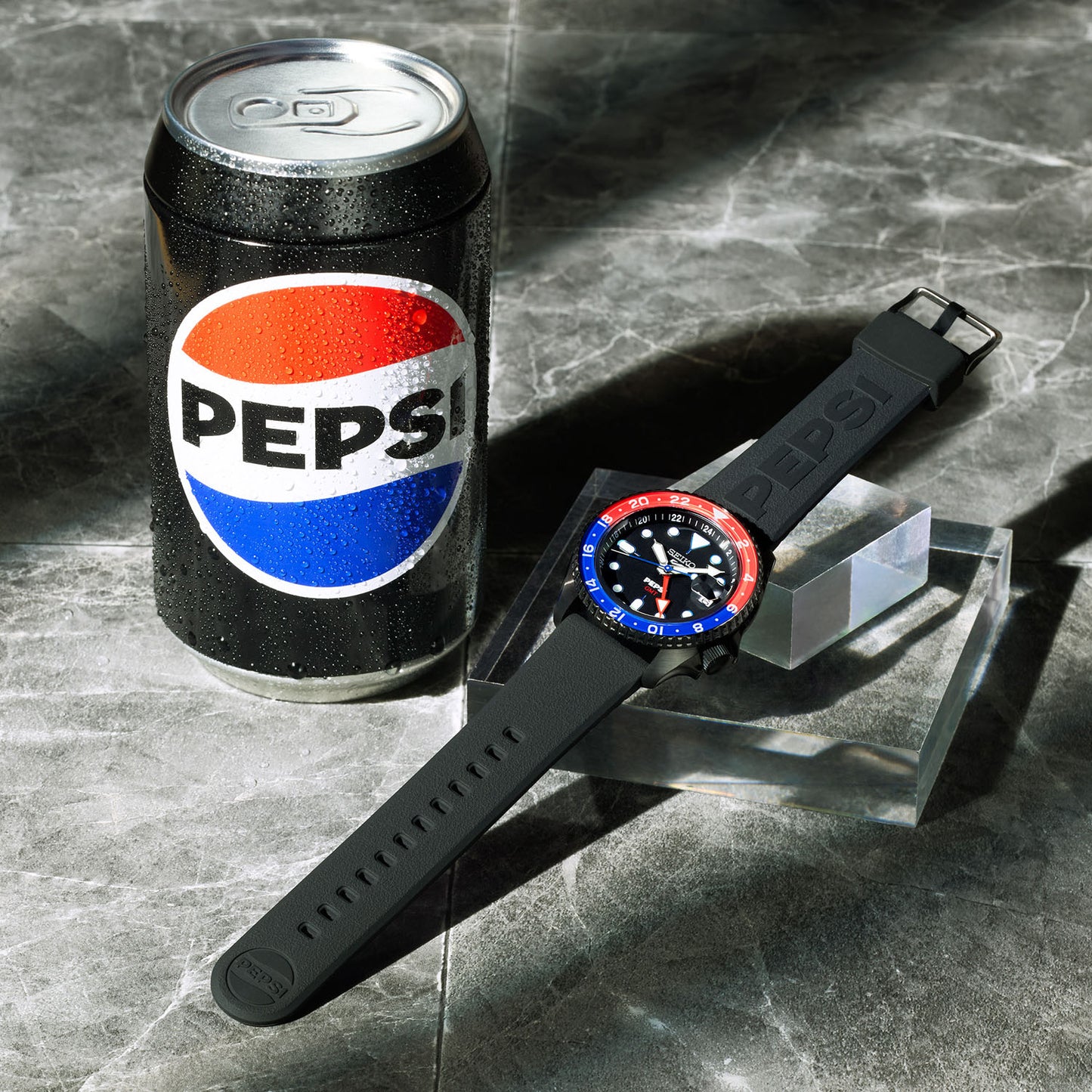 Seiko 5 Sports x PEPSI Limited Edition collaboration in All-Black SSK047K1