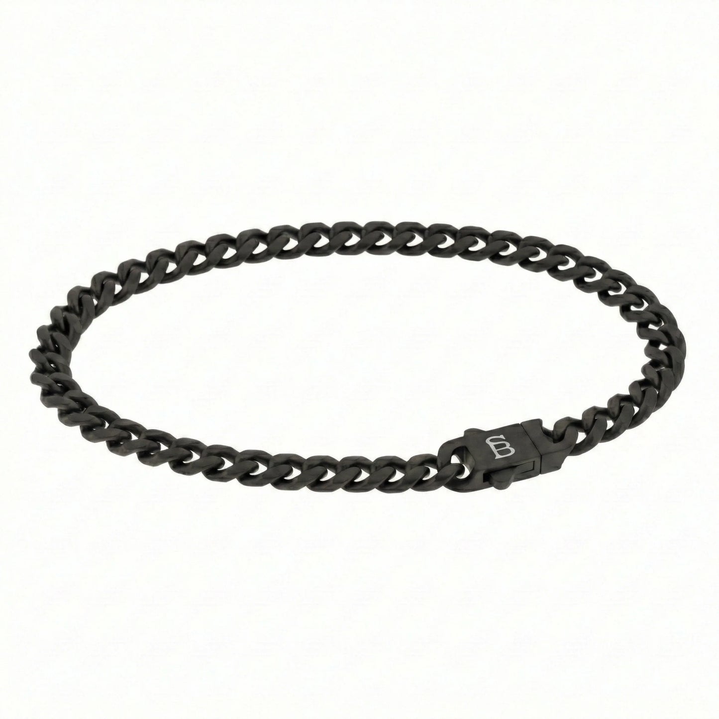 Steel & Barnett Link Chain Bracelet In Black Stainless Steel Medium