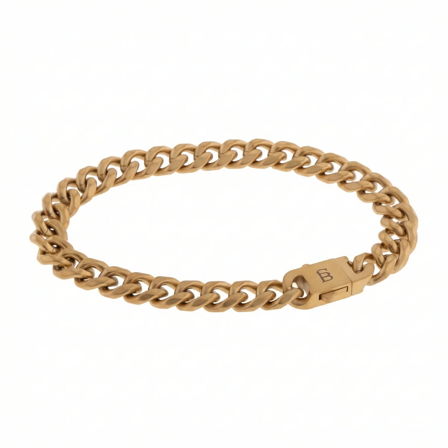 Steel & Barnett Cuban Link Chain Bracelet In Plated 18ct Gold Medium