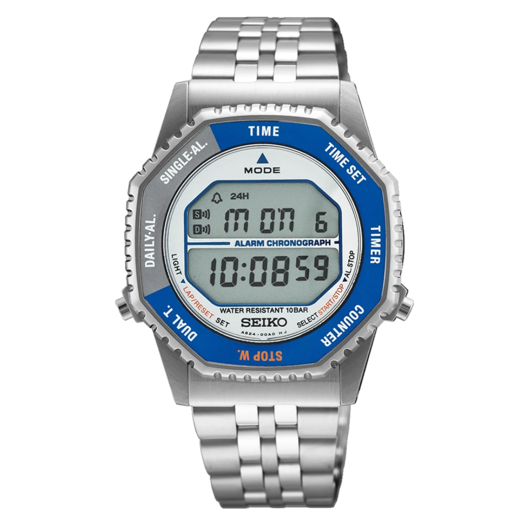 Seiko Blue and Silvertone Rotocall Digital Quartz Watch SMGG21P1