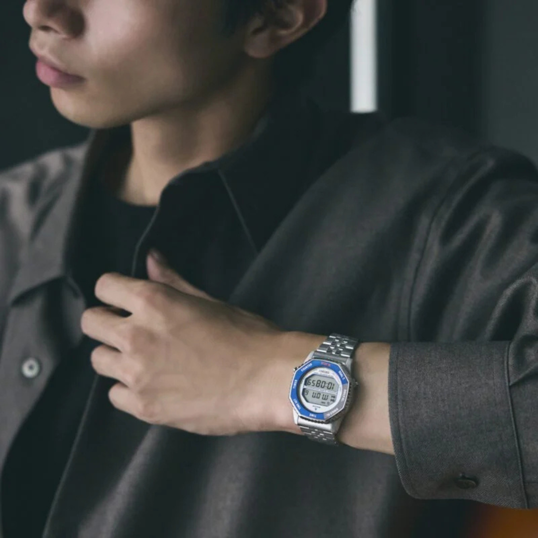 Seiko Blue and Silvertone Rotocall Digital Quartz Watch SMGG21P1