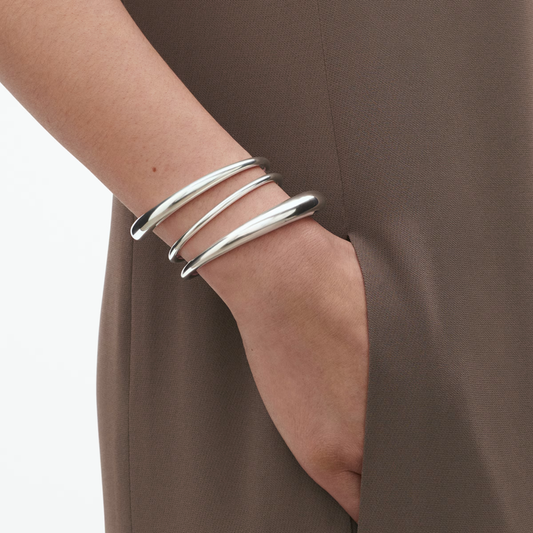 Georg Jensen Mercy Big Twist Three Strand Bangle Silver Large 20001838